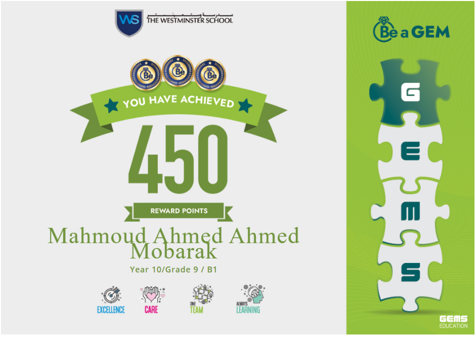 450 Points Achievement
