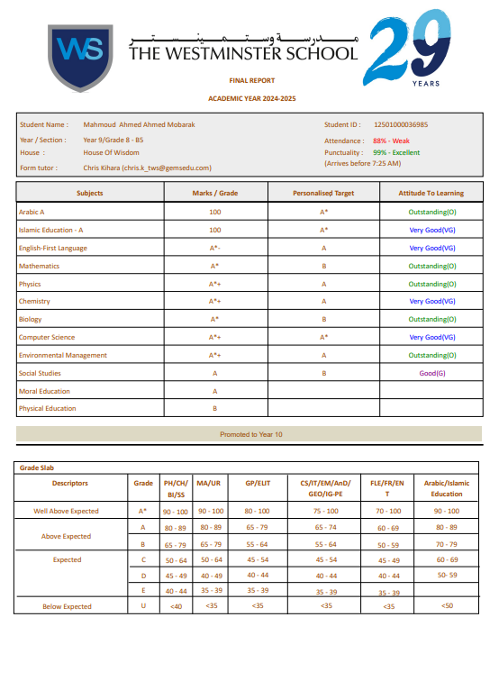 Year 9 - Final Report